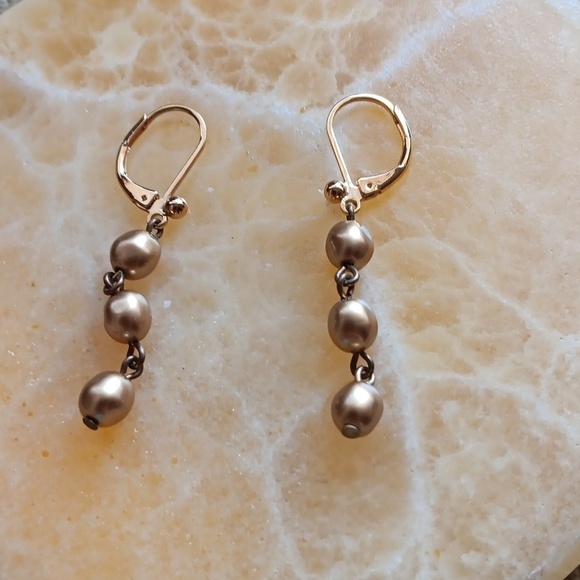 Gold Tone Beaded Earrings - Picture 4 of 4